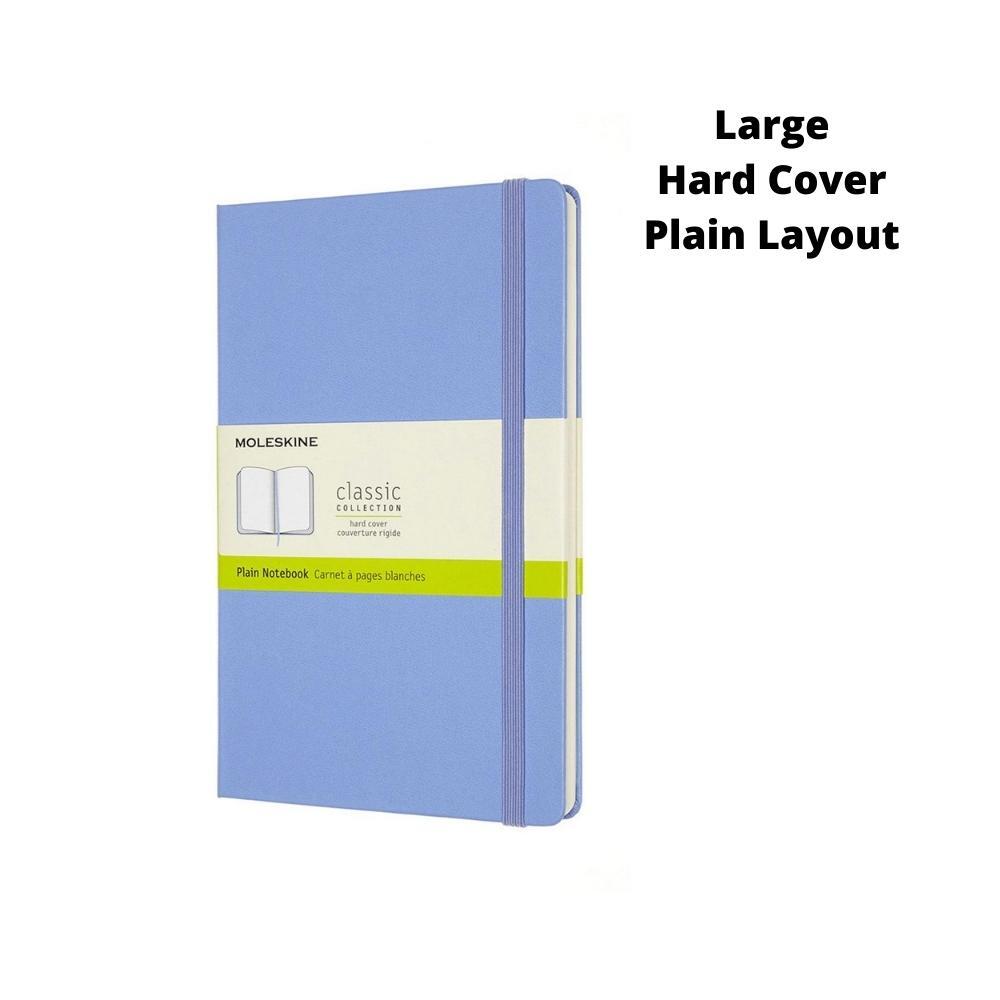Moleskine Classic Large Hard Cover Notebook Plain - Hydrangea Blue