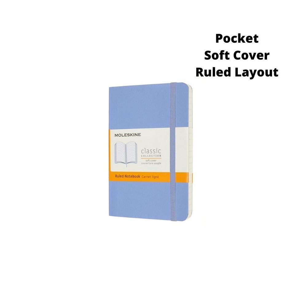 Moleskine Classic Pocket Soft Cover Notebook Ruled - Hydrangea Blue
