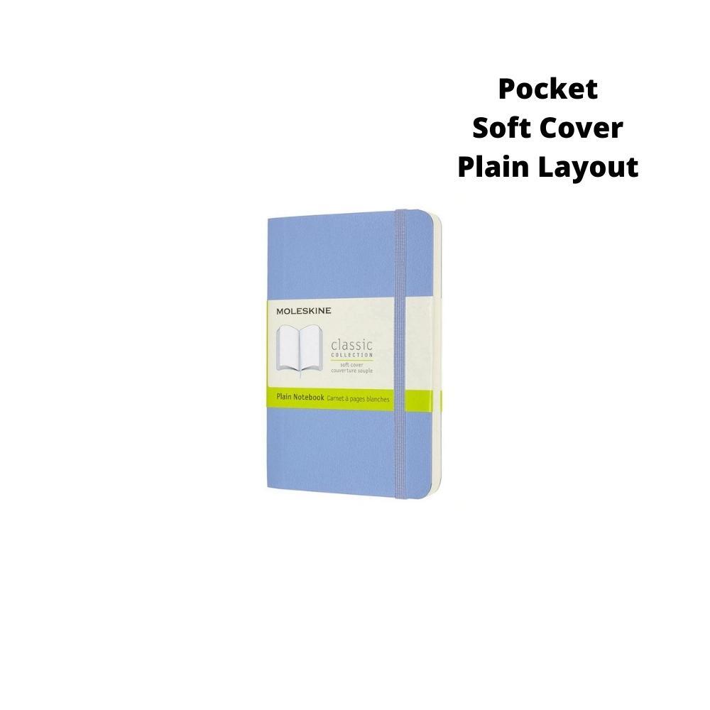 Moleskine Classic Pocket Soft Cover Notebook Plain - Hydrangea Blue