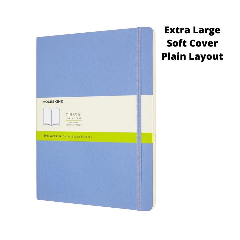 Moleskine Classic Extra Large Soft Cover Notebook Plain - Hydrangea Blue