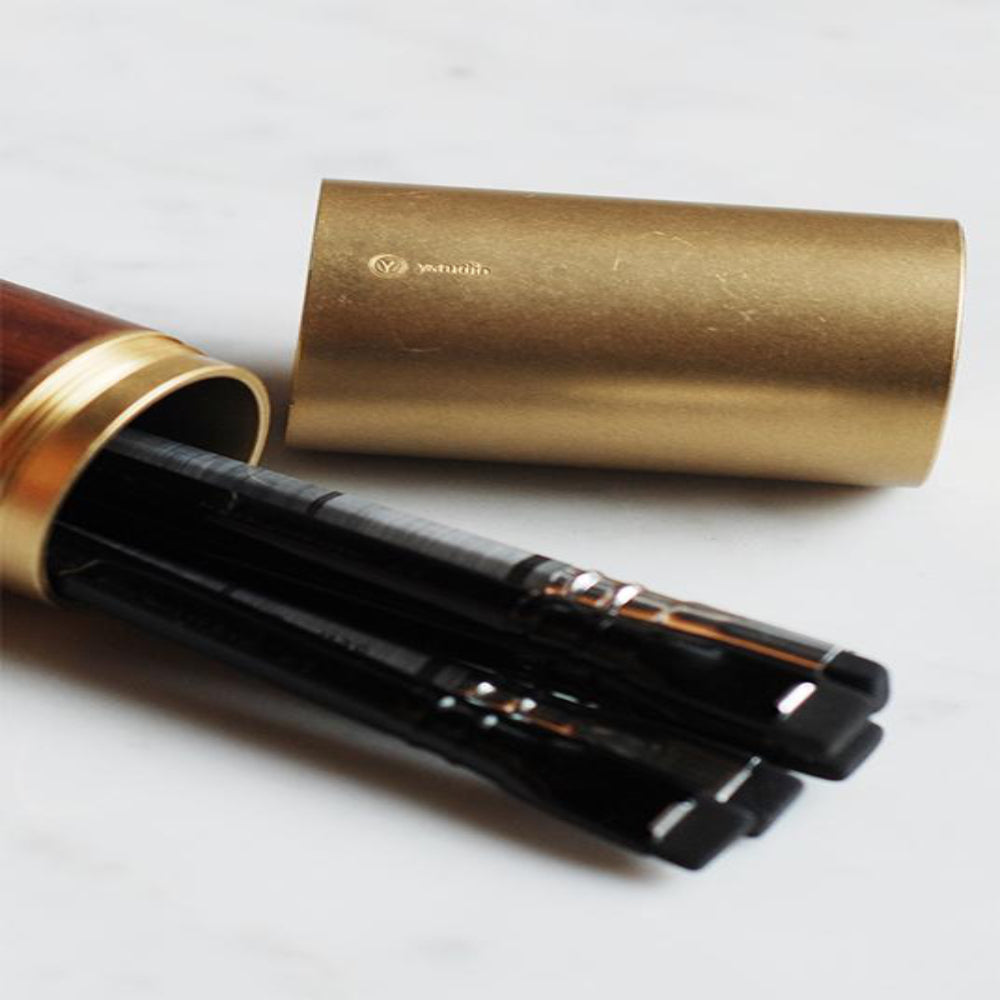 Ystudio Classic Revolve Pen Case Brass & Walnut