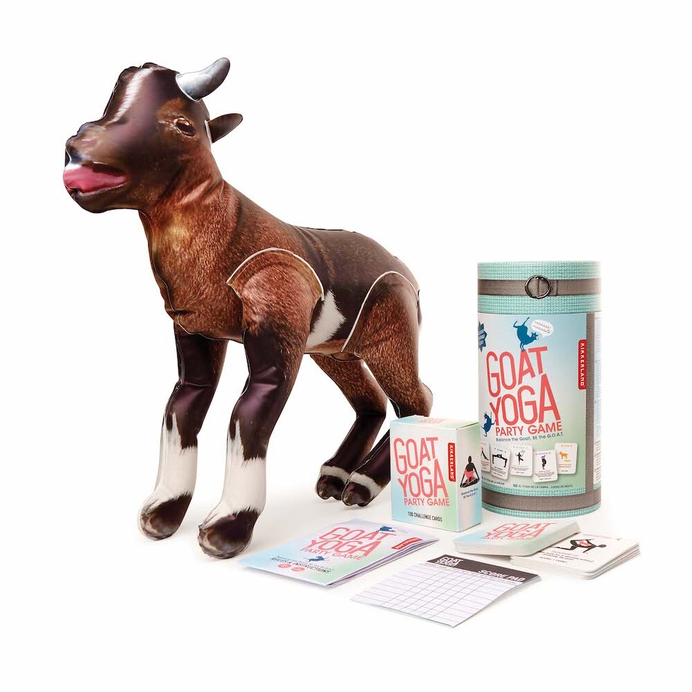 Kikkerland Goat Yoga Game with Inflatable Goat