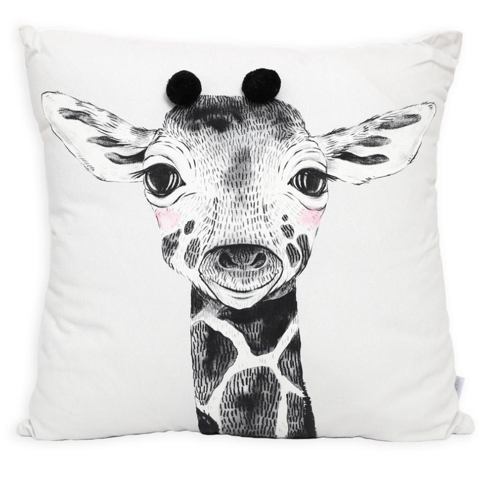 Baby Giraffe Cushion 45cm White