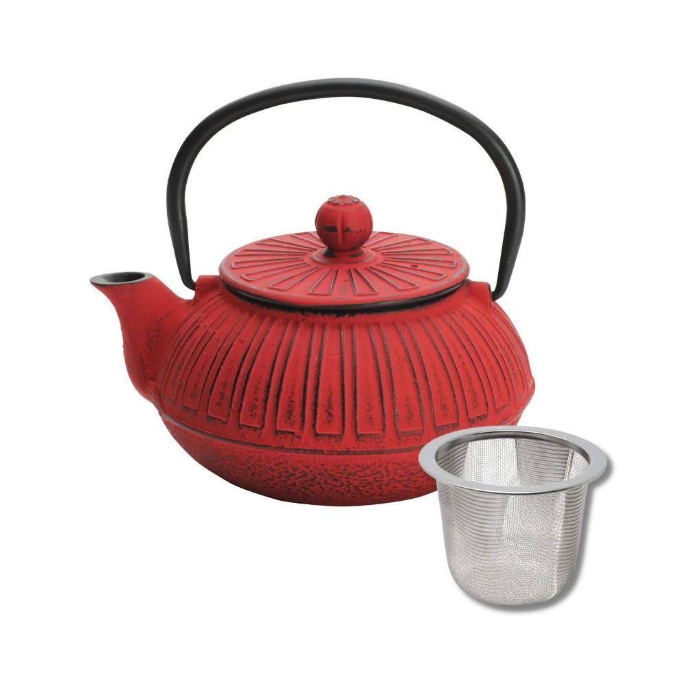 And Ai Cast Iron Tetsubin Teapot Tokusa Red 600ml