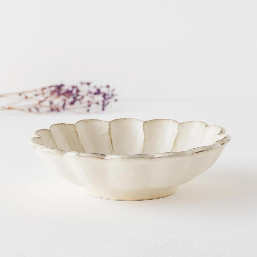 Kaneko Rinka Flower White Bowl 24cm