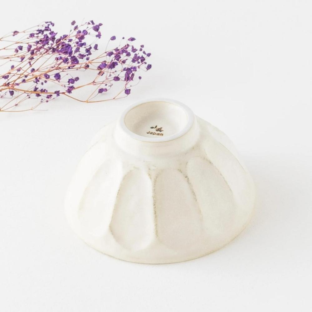 Kaneko Rinka Flower White Rice Bowl 11cm