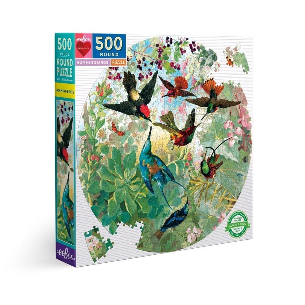 eeBoo Round Puzzle Hummingbirds 500 Piece