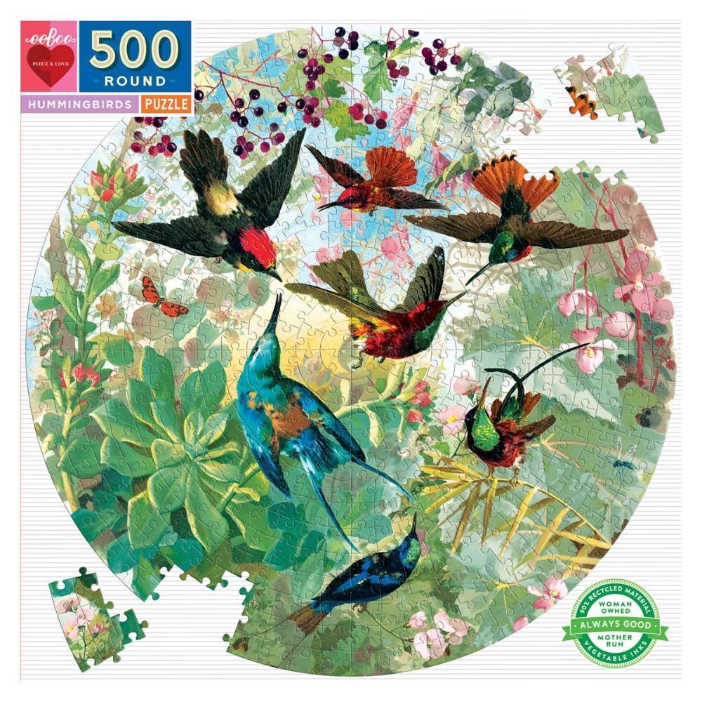 eeBoo Round Puzzle Hummingbirds 500 Piece