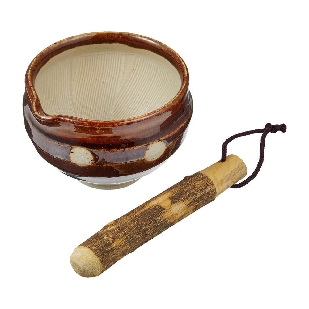 Japanese Ceramic Suribachi Mortar & Pestle Seasoning Set
