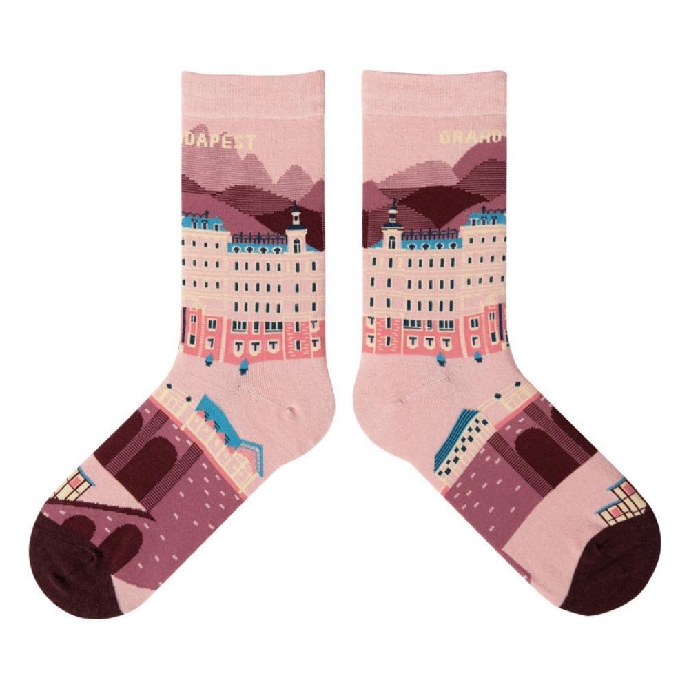 Grand Budapest Crew Socks Pink
