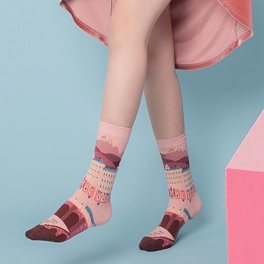 Grand Budapest Crew Socks Pink
