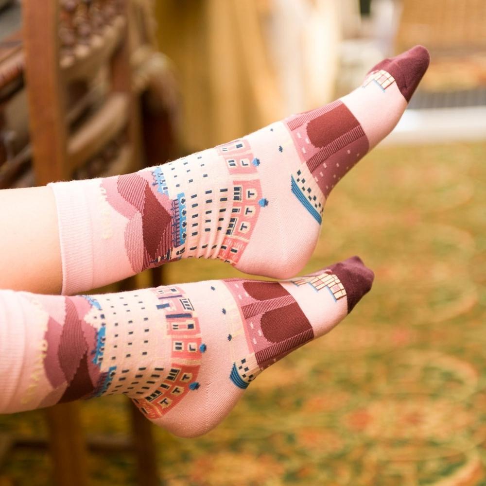 Grand Budapest Crew Socks Pink