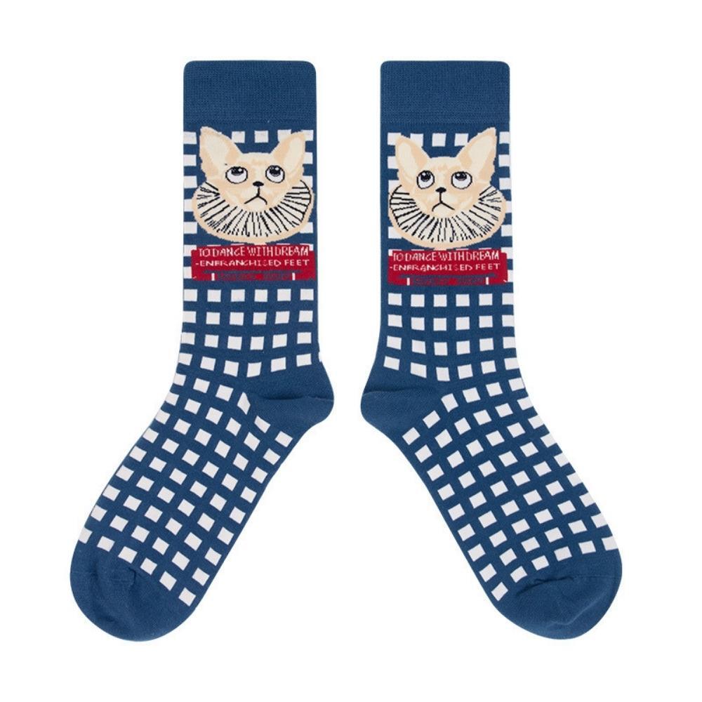 Vintage Cat in a Ruff Collar Crew Socks