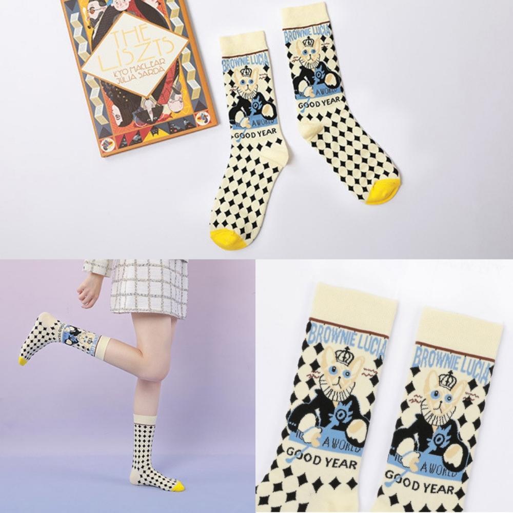 Vintage Cat King Crew Socks