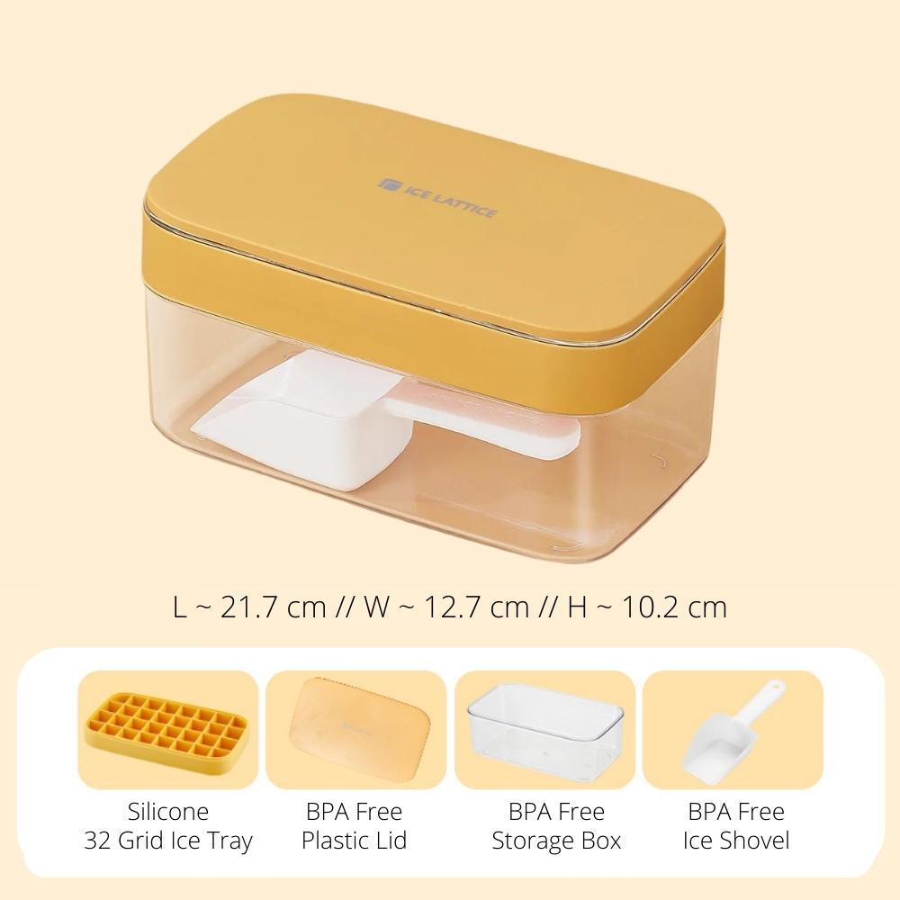 32-Grid Silicone Lattice Ice Cube Tray with Lid