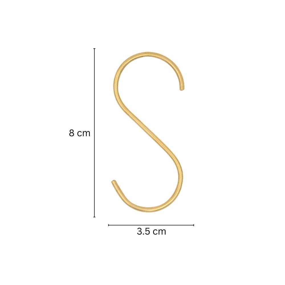 S-Hook in Brass Set of 5