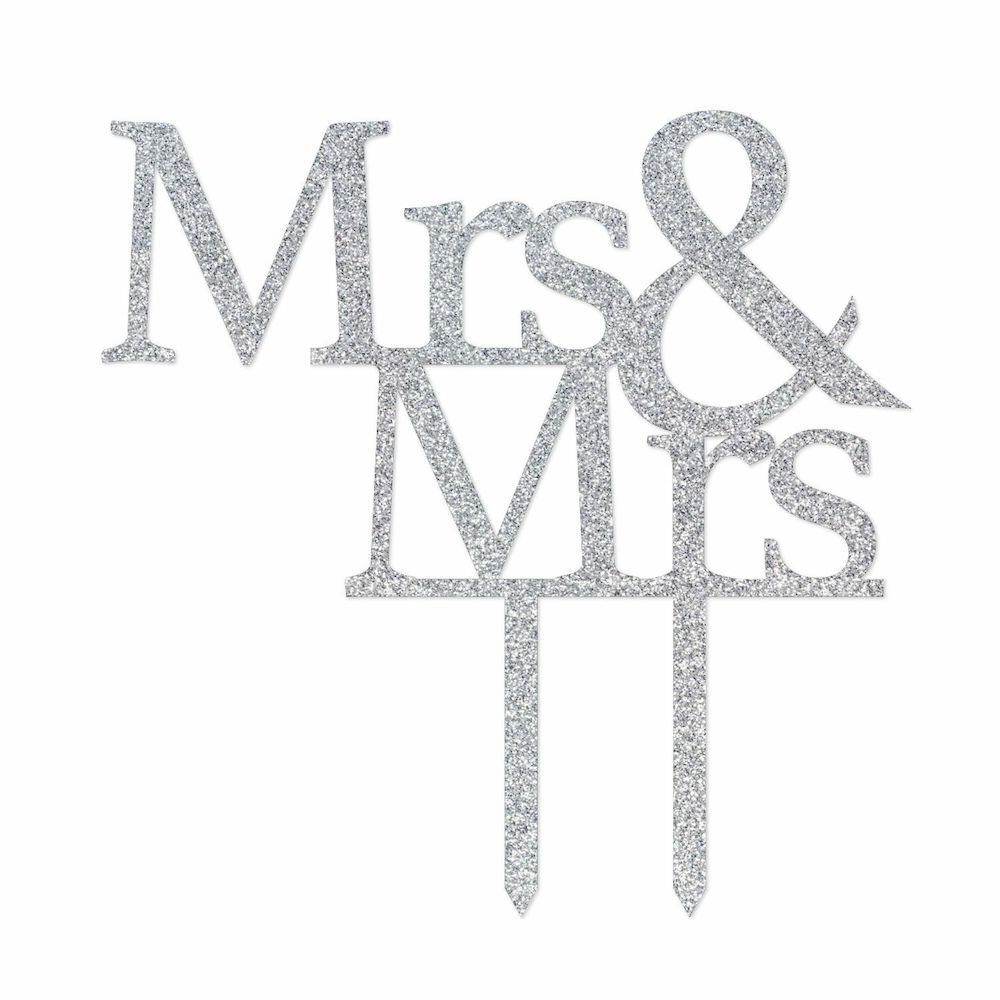 Splosh Wedding Mrs & Mrs Silver Cake Topper