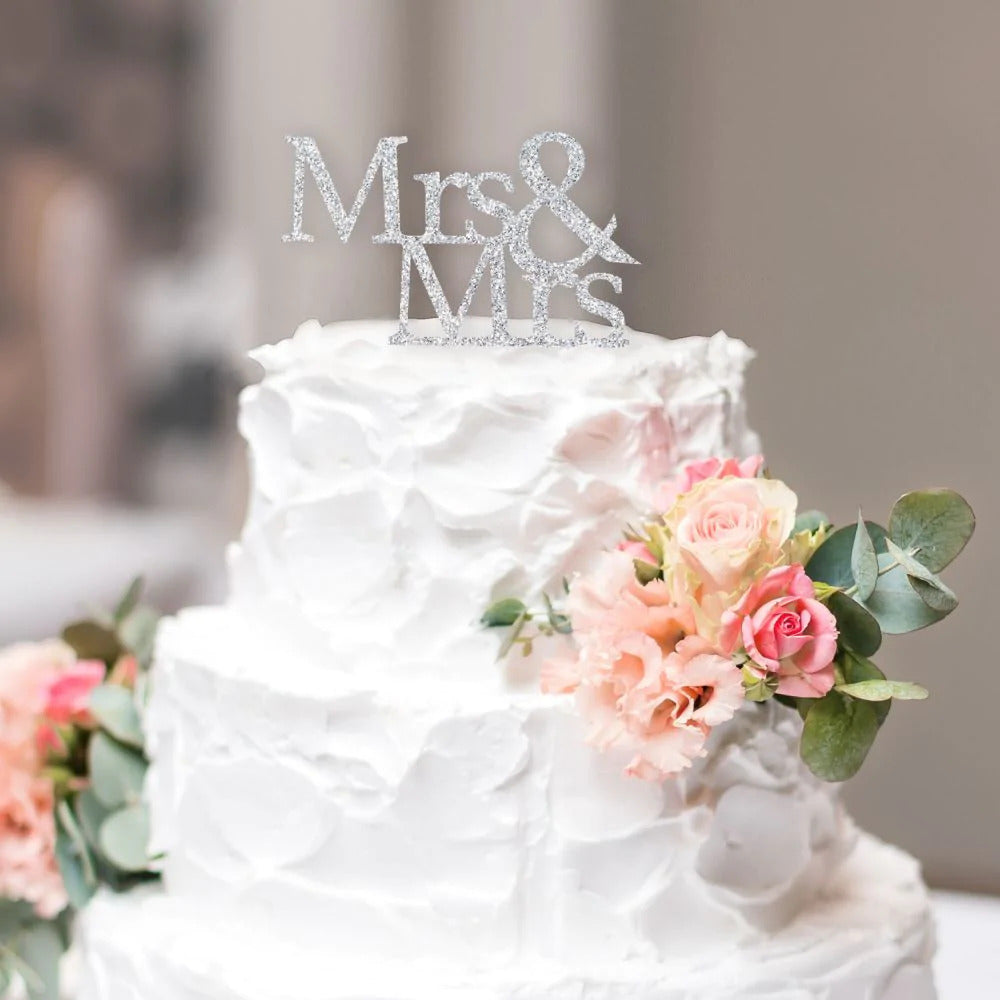 Splosh Wedding Mrs & Mrs Silver Cake Topper