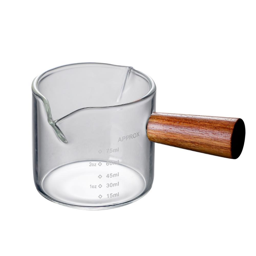 75ml Glass Measuring Cup with Wooden Handle