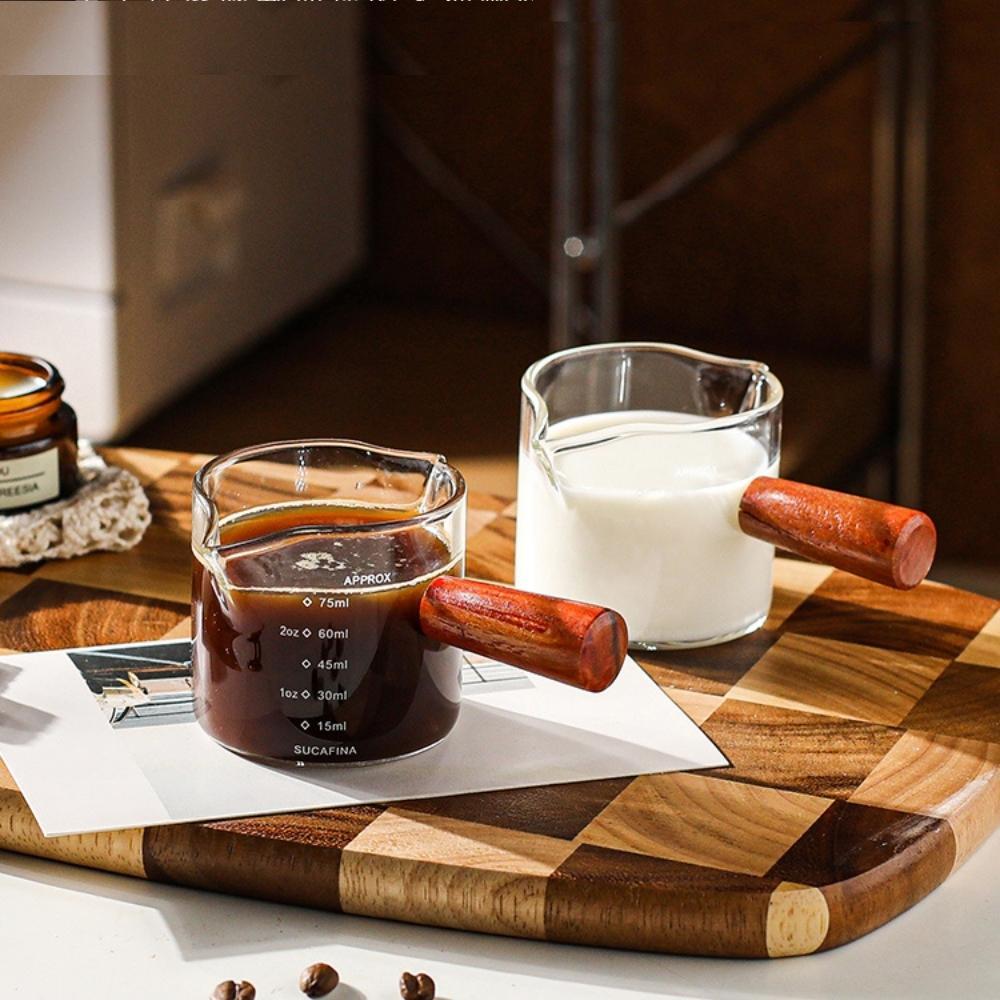 75ml Glass Measuring Cup with Wooden Handle