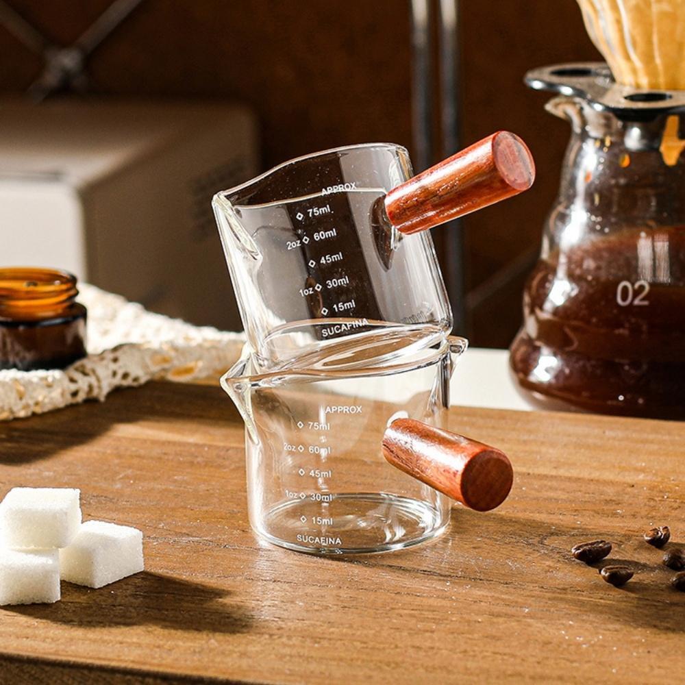 75ml Glass Measuring Cup with Wooden Handle