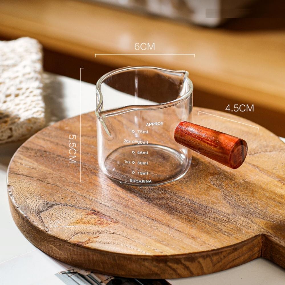 75ml Glass Measuring Cup with Wooden Handle