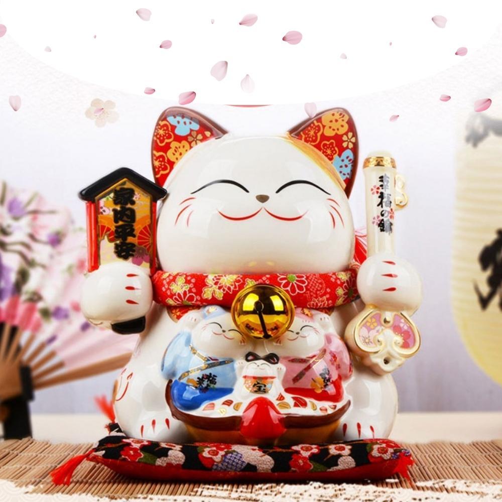 Maneki-Neko Family & Happiness Ornament 27cm Lucky Cat