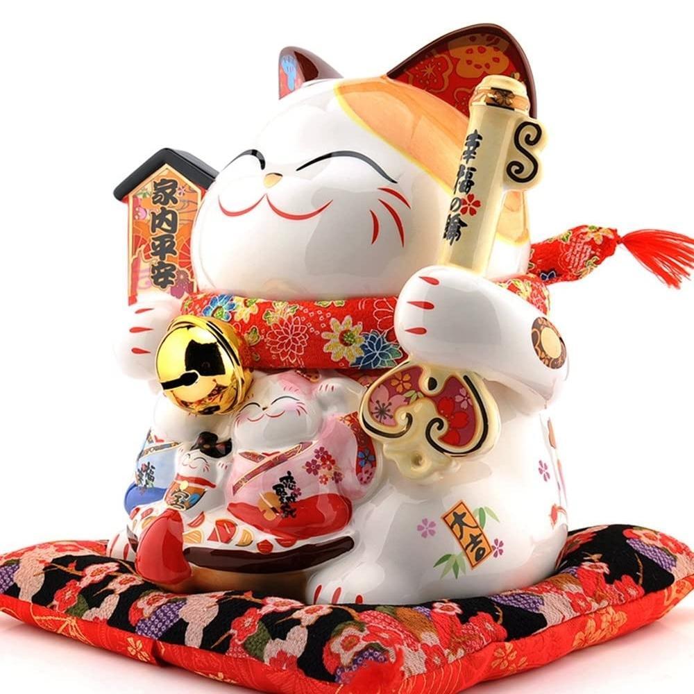 Maneki-Neko Family & Happiness Ornament 27cm Lucky Cat