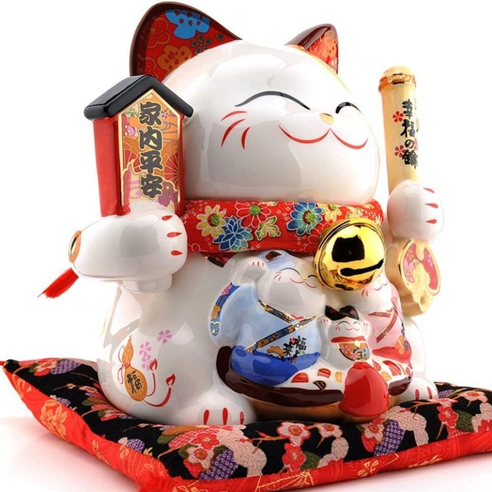 Maneki-Neko Family & Happiness Ornament 27cm Lucky Cat