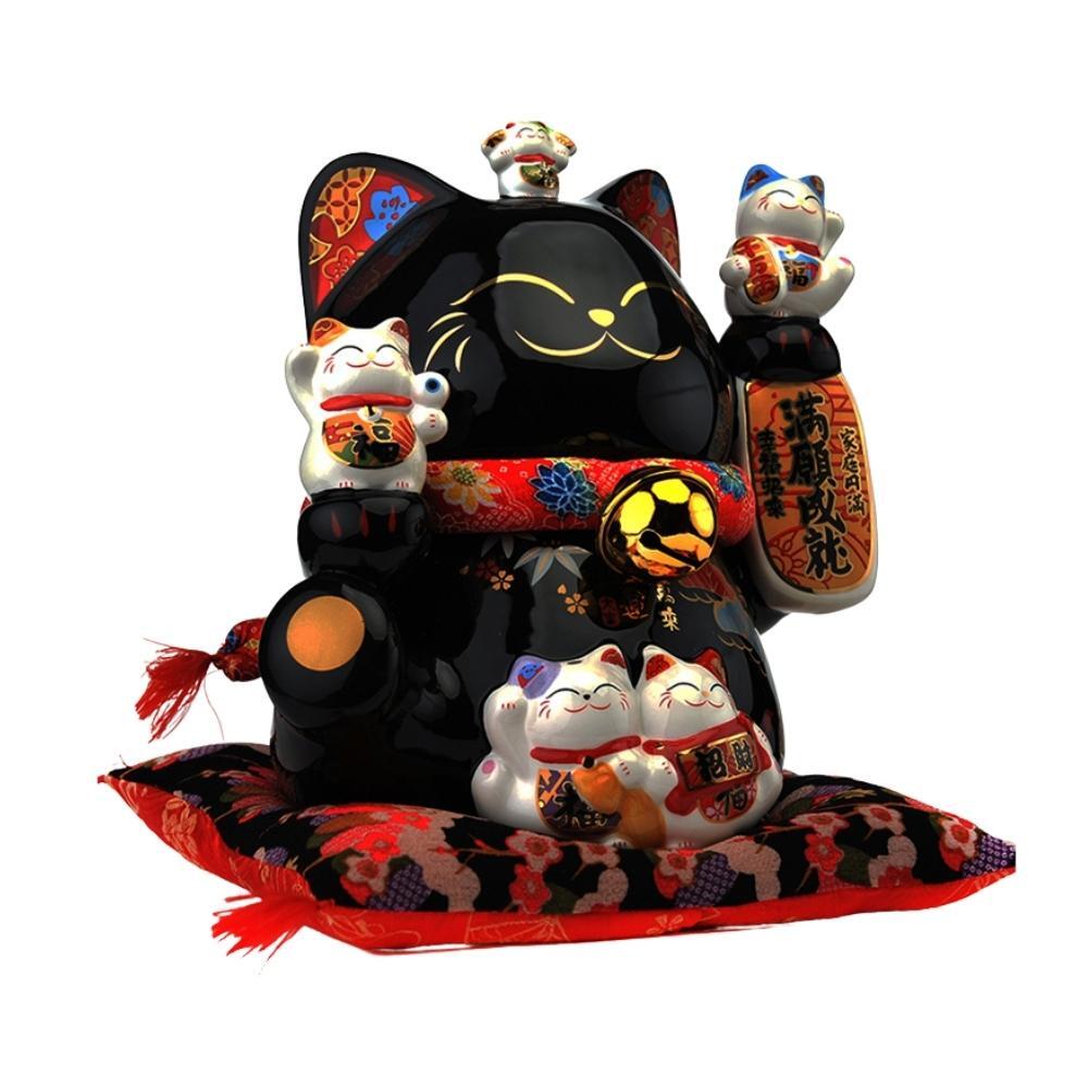 Black Maneki-Neko Dreams Come True Ornament 26cm Lucky Cat