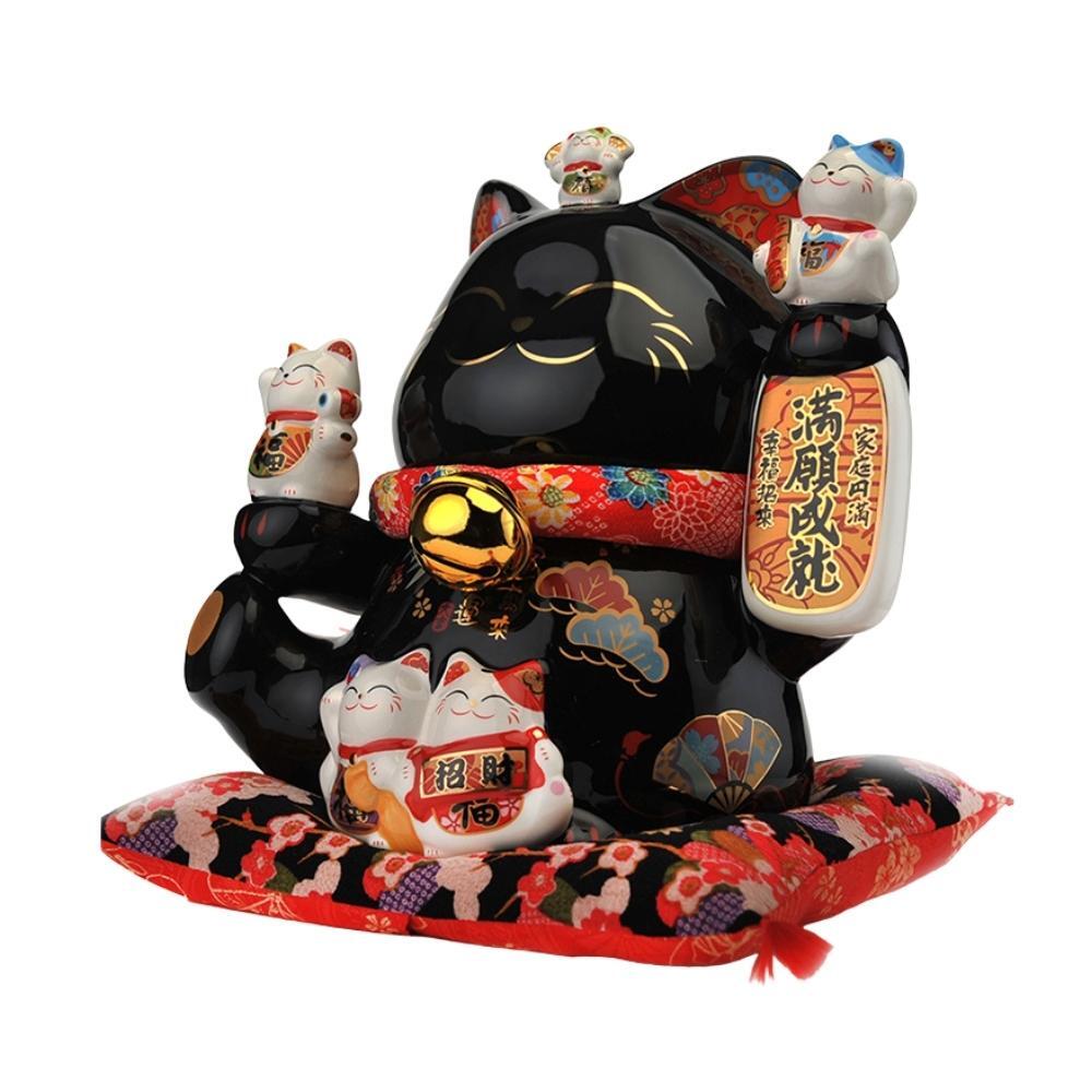 Black Maneki-Neko Dreams Come True Ornament 26cm Lucky Cat
