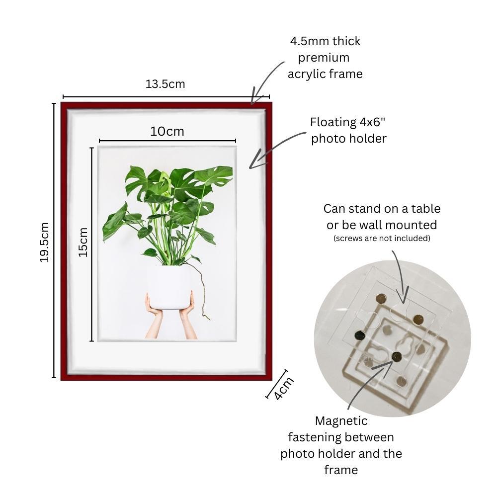 Dazzling Colourful Acrylic Floating Photo Frame 4x6