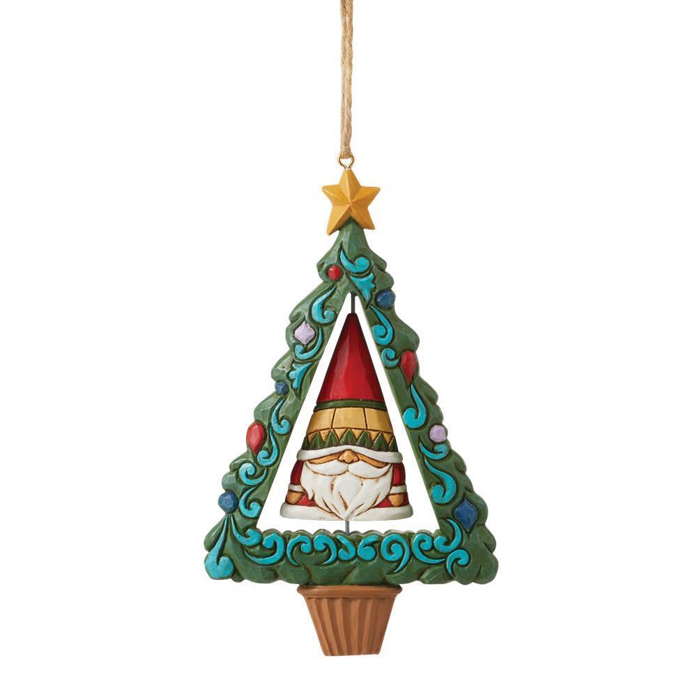 Heartwood Creek Rotating Gnome In Tree Hanging Ornament