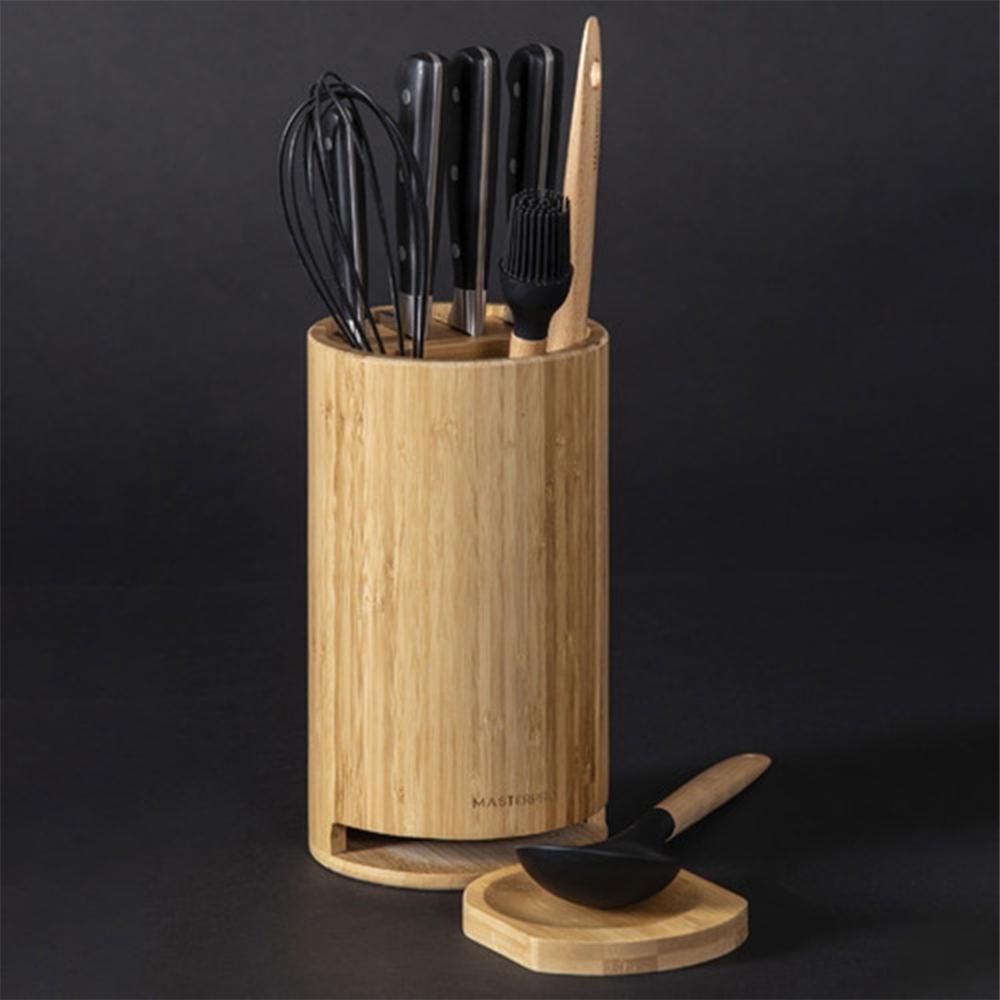 MasterPro Bamboo Knife & Utensil Holder