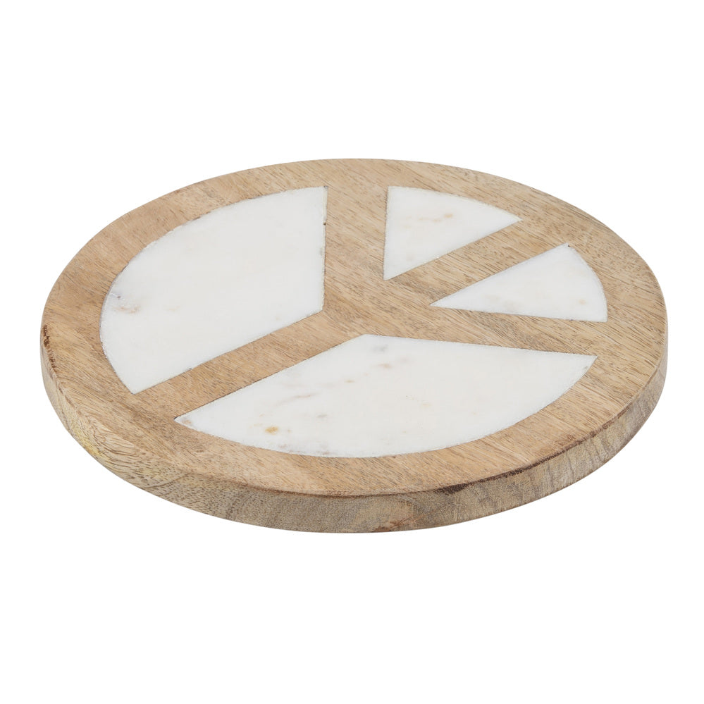 Peace Marble & Mango Wood Trivet