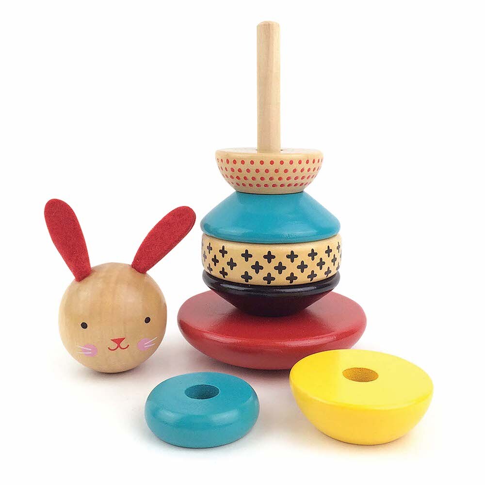 Petit Collage Modern Bunny Wooden Stacking Toy