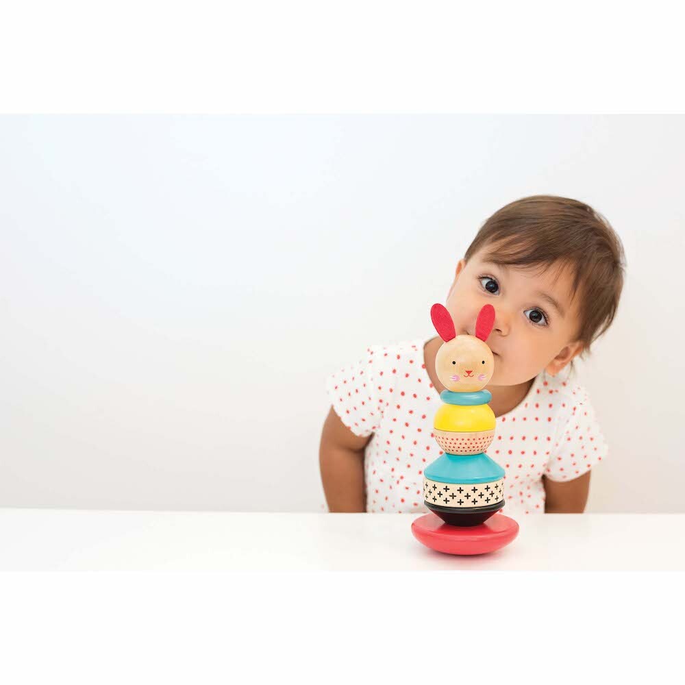 Petit Collage Modern Bunny Wood Rattle Toy