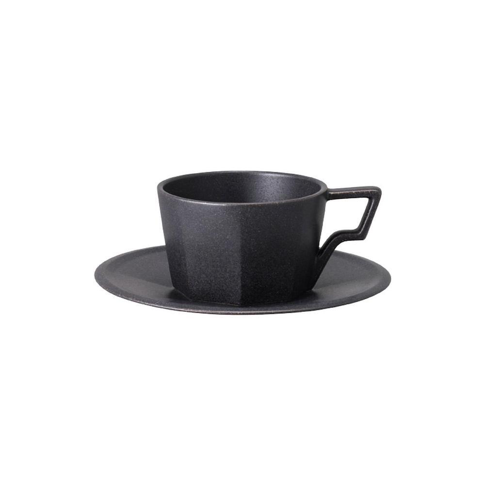Kinto Oct Cup & Saucer Black