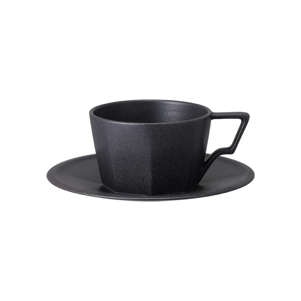 Kinto Oct Cup & Saucer Black