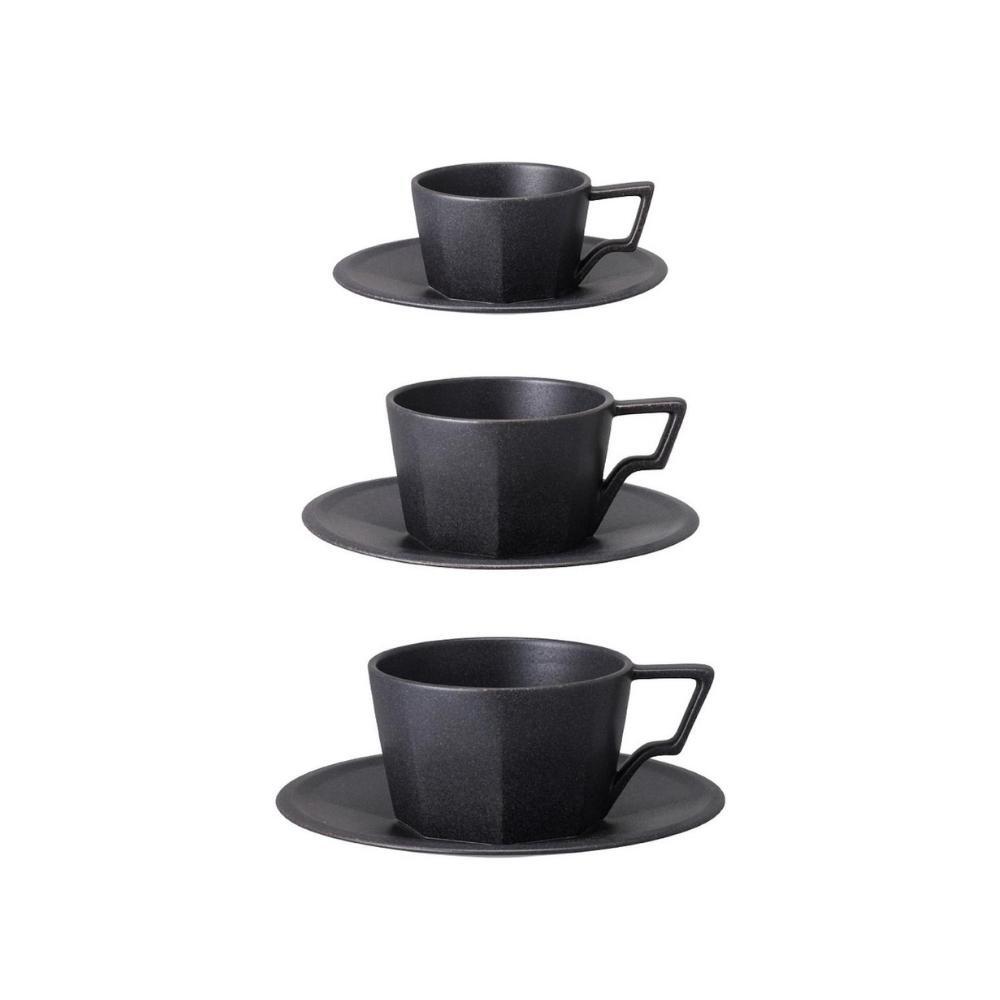 Kinto Oct Cup & Saucer Black