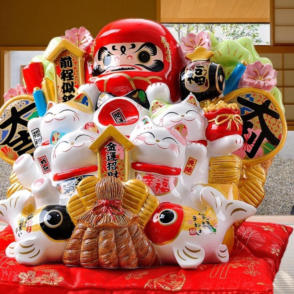 Maneki-Neko & Daruma Best of Luck Ornament 25cm