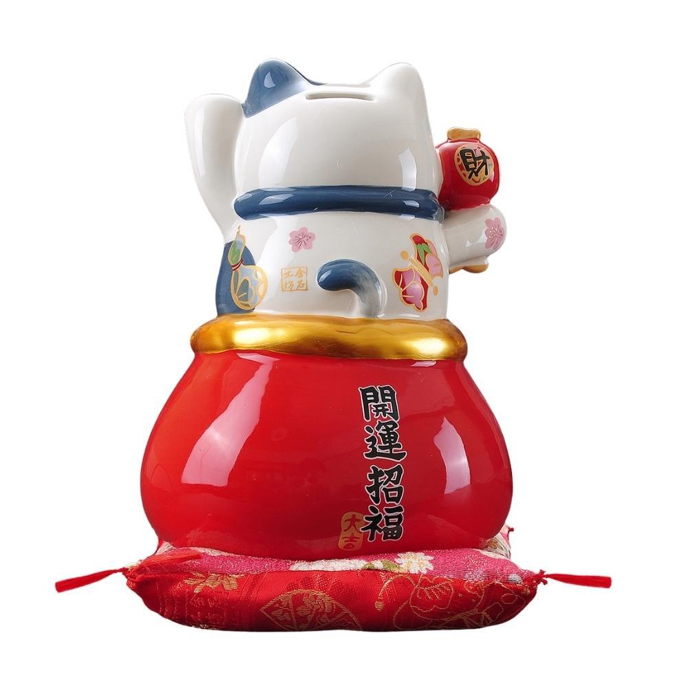Maneki-Neko Sitting on Daruma Ornament 26cm Lucky Cat