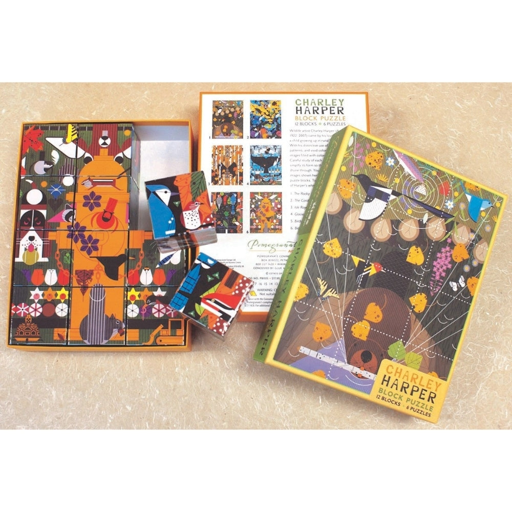 Charley Harper Block Puzzle 12 Blocks 6 Puzzles