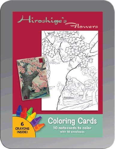 Pomegranate Hiroshige's Flowers Colouring Cards Kit