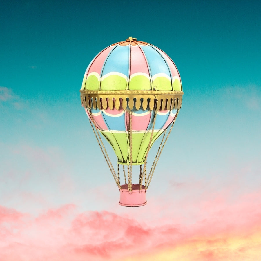 Vintage Diecast Metal Small Hot Air Balloon - Pastel