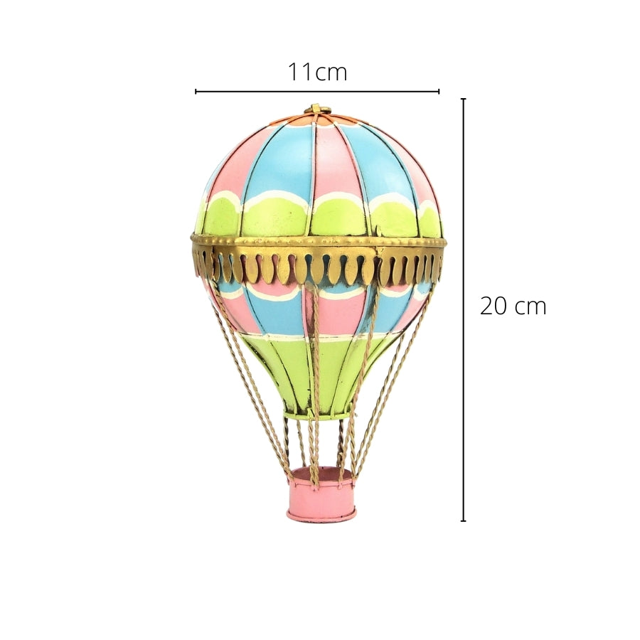 Vintage Diecast Metal Small Hot Air Balloon - Pastel