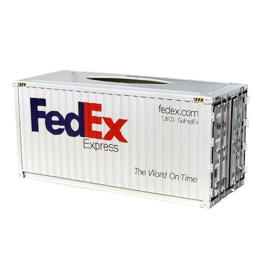 FedEx Vintage Diecast Metal Shipping Container Tissue Box