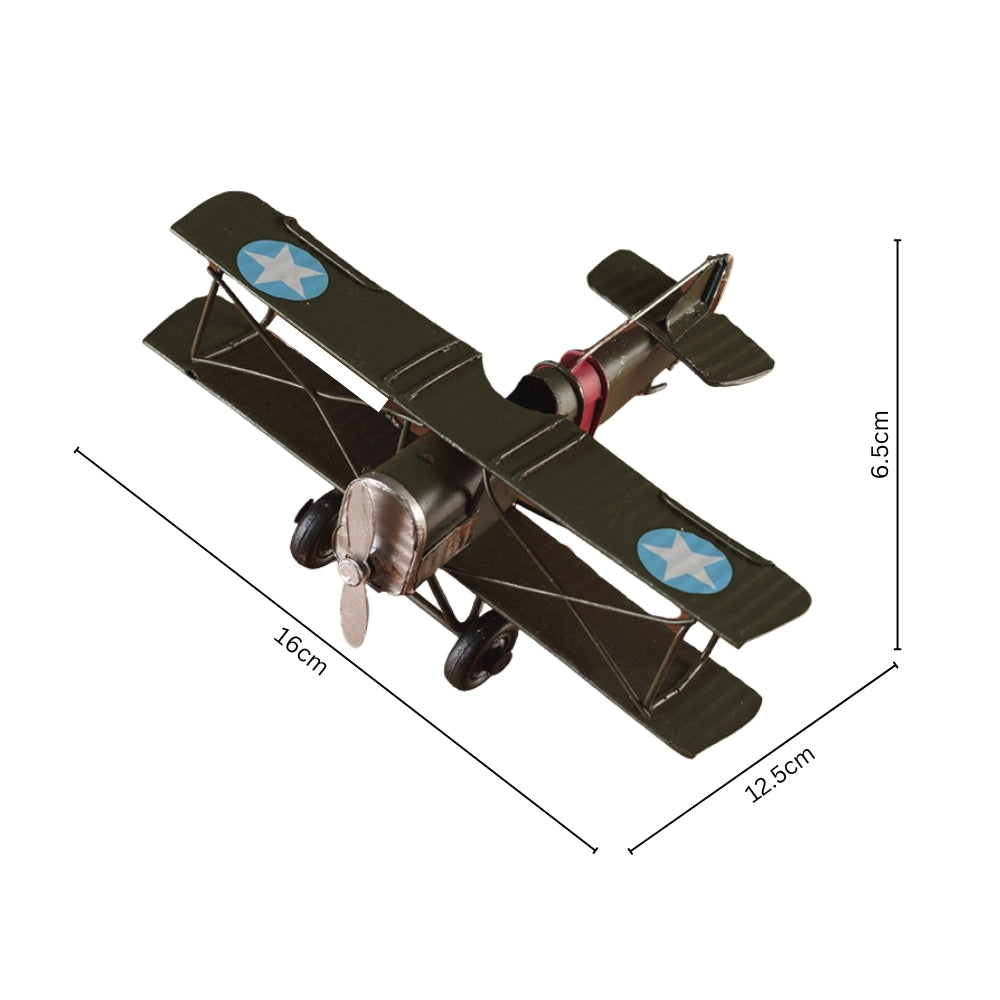 Vintage Retro Metal Diecast Green Berry President Biplane 16cm