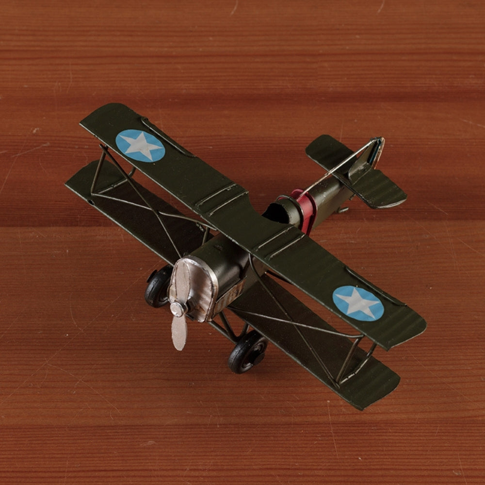Vintage Retro Metal Diecast Green Berry President Biplane 16cm