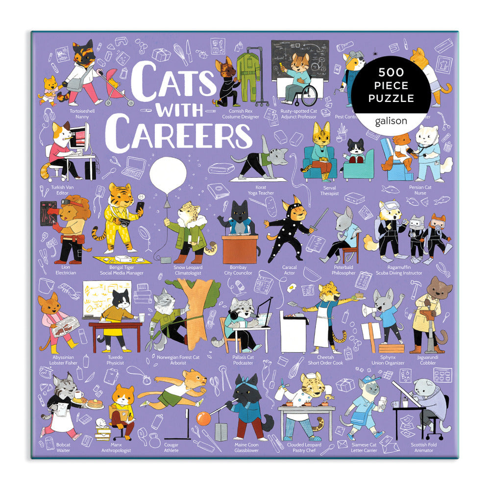 Galison Cats with Careers Puzzle 500 Piece